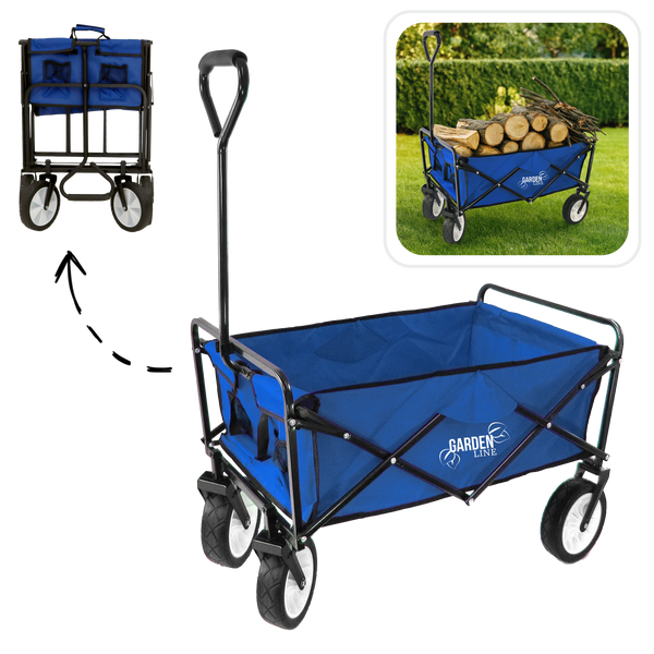 WÓZEK OGRODOWY NIEBIESKI SKŁADANY 116x54x90cm