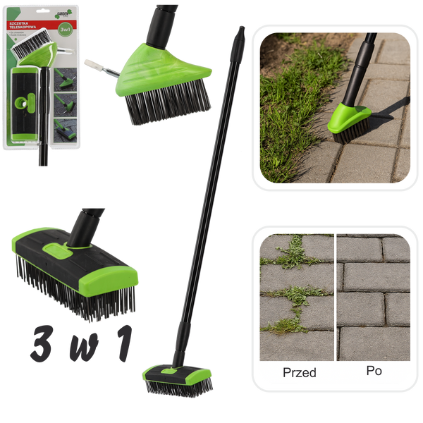 TELESCOPIC BRUSH FOR WEEDS / PAVING STONES 3IN1