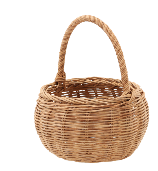 KOSZYK RATTANOWY 18/20 x 11/24 CM Z UCHWYTEM - NATURALNY *7299