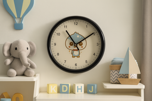 ZEGAR WISZĄCY DZIECIĘCY OKRĄGŁY 15 x 15 x 3,5 CM MIX 4 WZORÓW *4610