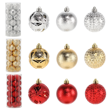 SET OF 24 BAUBLES 6 CM RED/GOLD/SILVER