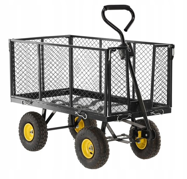 WÓZEK OGRODOWY DWUFUNKCYJNY XL - CZARNY Z PLANDEKĄ