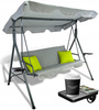 HUŚTAWKA OGRODOWA A-TYPE 170 x 118 x 153 cm SZARA Z LIMONKOWYMI POD. I PODSTAWKAMI NA KUBEK *9987