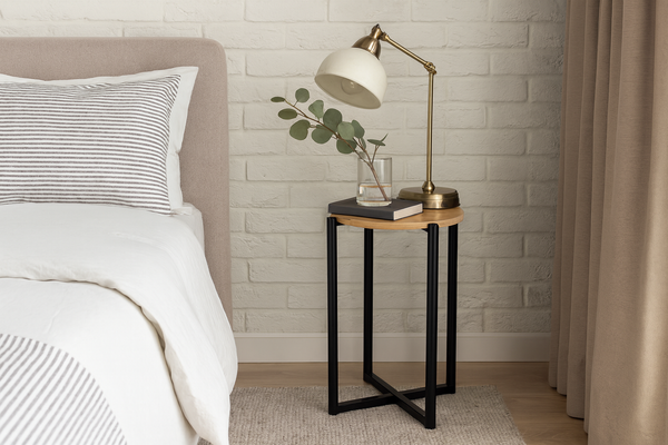 STOLIK OKRĄGŁY Z METALOWĄ PODSTAWĄ ŚR.29 CM WYS. 42 CM *6606