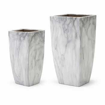 SET OF 2 CERAMIC PLANT POT COVERS – MARBLE EFFECT