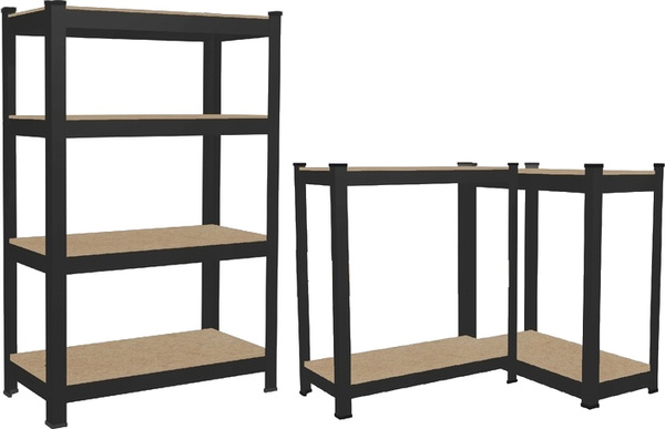 REGAŁ 4-POZIOMOWY 150 x 70 x 30 CM CZARNY UDŹWIG PÓŁKI: 150 KG *0582