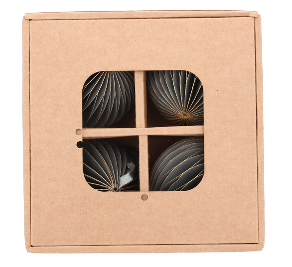 SET OF 4 CHRISTMAS TREE PAPER BAUBLES 8 CM GRAY