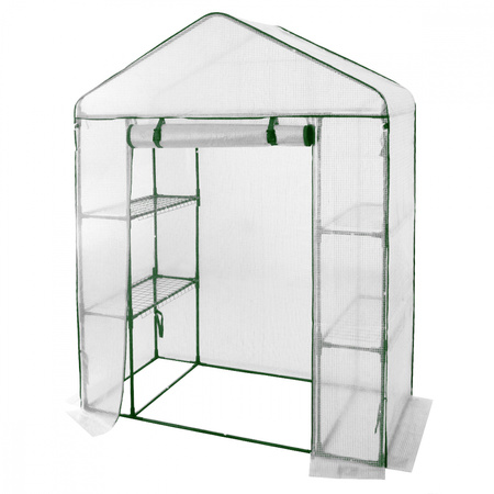 Garden Greenhouse with Shelves White 140 x 140 x 200 CM