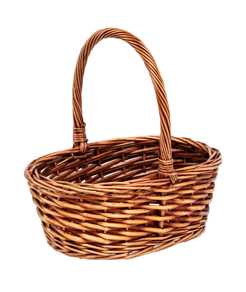 KOSZYK RATTANOWY 25 x 18 x 10/24 CM Z RĄCZKĄ - BRĄZOWY *5129