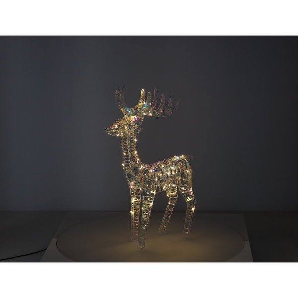 CHRISTMAS DECORATION - LED REINDEER 105 CM IRIDESCENT