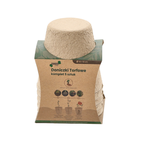 SET OF 5 PEAT POTS 10 X 10 CM