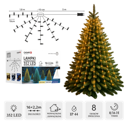 LAMPKI LED Z PIERŚCIENIEM 2,2 M 352L CIEPŁY BIAŁY WEWN/ZEWN *8073