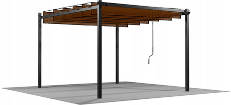 PERGOLĂ DE GRĂDINĂ CU LAMELE MOBILE DIN POLICARBONAT 3 x 3 M CULOARE MARRON *4016