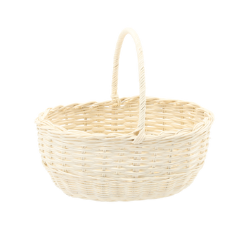 RATANOVÝ KOŠ 28 x 21 x 12/25 CM S UCHY - BÍLÝ *8833