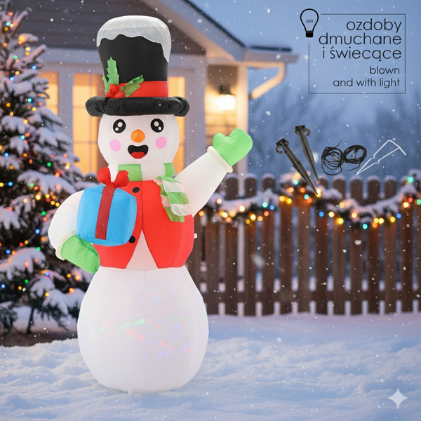 INFLATABLE SNOWMAN LED 180 CM