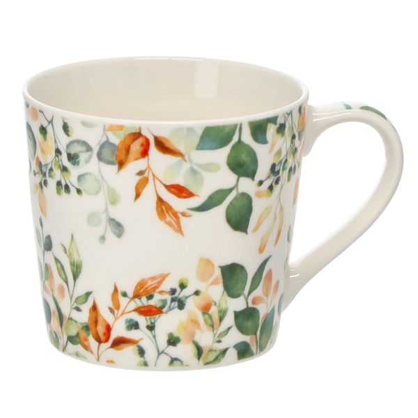 HRNČEK PORCELÁNOVÝ 400 ML LISTKY MIX FARBA balenie=12ks *7901