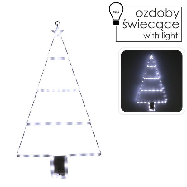 ŚWIĄTECZNA OZDOBA - CHOINKA LED 63 L ZIMNY BIAŁY *9713