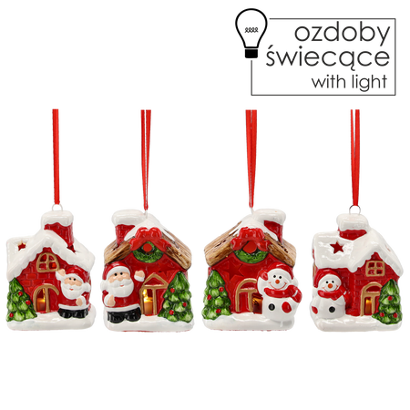 VÁNOČNÁ OZDOBA - DOMČEK S MIKULÁŠOM / SNEHULIAKOM 7 CM LED balenie=24ks *1788