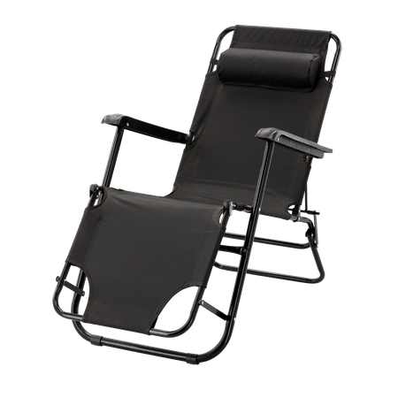 Șezlong de grădină pliabil cu headrest negru *7838