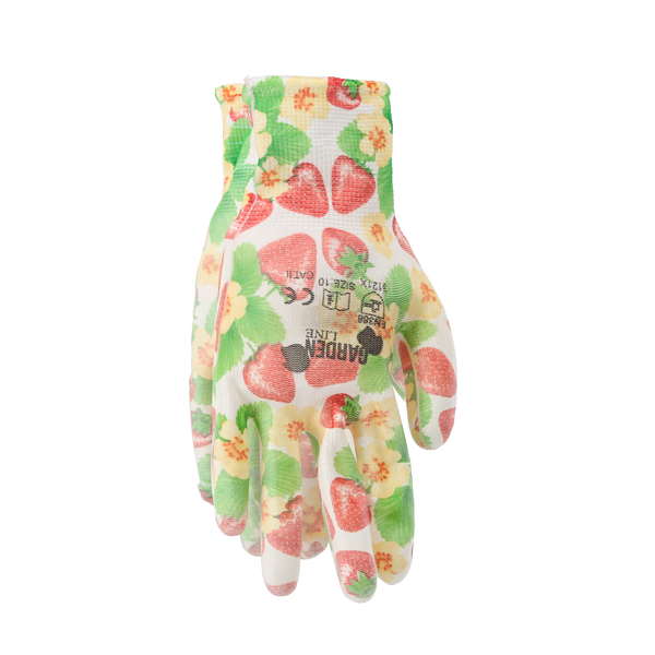 GARDEN GLOVES "8" PATTERN, POLYESTER WITH POLYURETHANE PACKET=12
