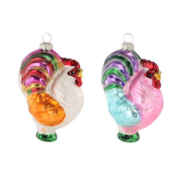 GLASS BAUBLE - ROOSTER MIX COLORS 5,9 x 8,5 x 4,3 CM