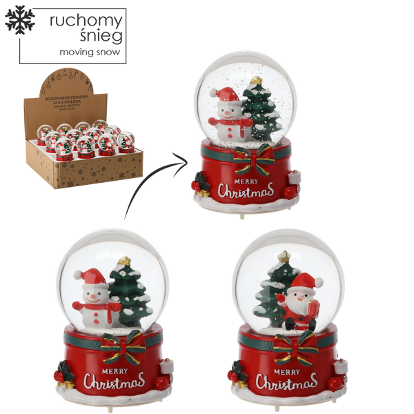 Vianočná snehová guľa - Mikuláš / Snehuliak 8 x 12 CM disp=12ks *5669