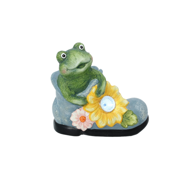 FIGURĂ DE GRĂDINĂ - BROASCĂ CU FLOR 16 x 9 x 14,5 CM LED ambalaj=4buc *7850