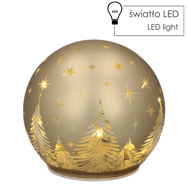 SKLENENÝ KULIČKA - ZLATO V LED ŠIŠKÁCH 12 x 11 CM bal=4ks *1846