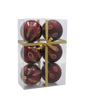 SET OF 6 CHRISTMAS BAUBLES DARK RED 8 CM