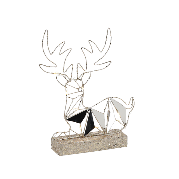 CHRISTMAS DECORATION - LED REINDEER SITTING 38 CM GEOMETRIC