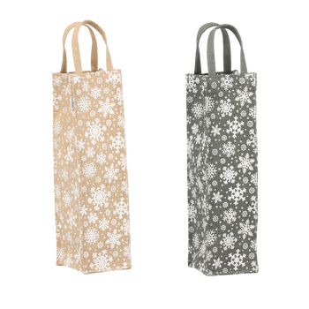 TORBA Z JUTY BOŻONAR. 35 x 10 x 10 CM ŚNIEŻYNKI MIX KOLORÓW NA BUTELKĘ opak=5szt *3789