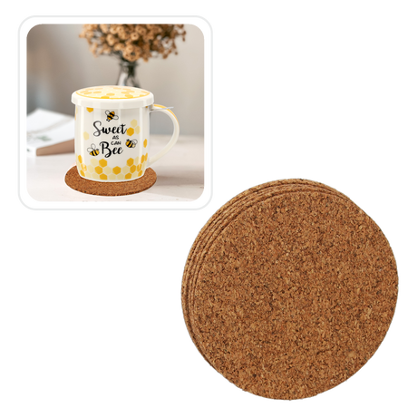 SADA 6 KORKOVÝCH PODLOŽEK 10CM KOLOVÝCH *6538