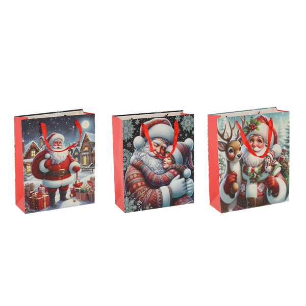 CHRISTMAS GIFT BAG "CHRISTMAS SANTA CLAUS" 26 x 32 x 10 CM MIX DESIGNS