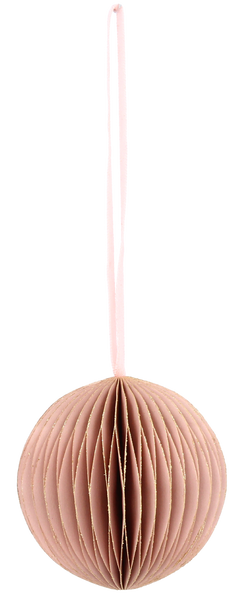 KPL. 4 BOMBEK NA CHOINKĘ Z PAPIERU FI 7 CM RÓŻOWE opak=6kpl *2037