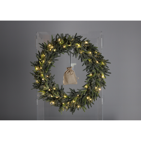 CHRISTMAS WREATH 50 CM SNOWED WITH LED