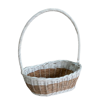 COS POLIPROPILEN CU MÂNER 30 x 22 x 10/12/38 CM - ALB CU NATURAL *8888