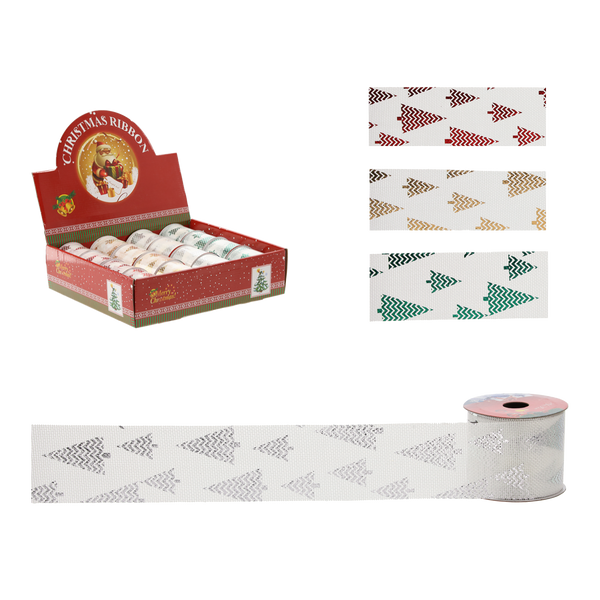 CHRISTMAS DECORATIVE RIBBON 6.3 CM x 2.7M CHRISTMAS TREE