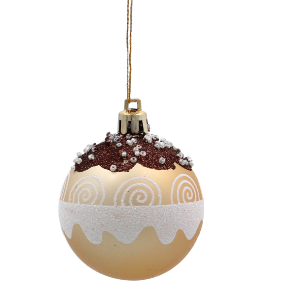 SET OF 8 CHRISTMAS BAUBLES GOLD 6 CM