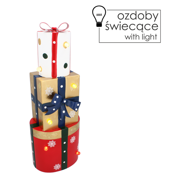 OZDOBA BOŻONAR. - METALOWE PREZENTY MIX KSZTAŁTÓW LED 18 x 13 x 50 CM *5234
