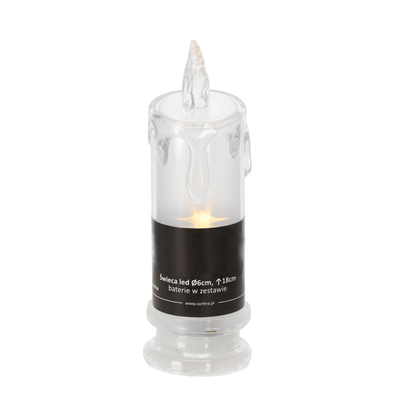 LED HOLO ACRYLIC CANDLE 18CM WITH BATTERIES WARM WHITE*2433