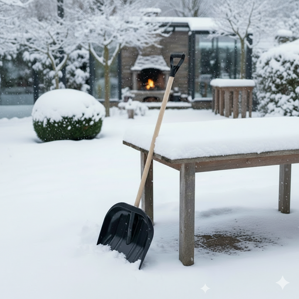 PLASTIC SNOW SHOVEL BLACK 45CM SHOVEL+STICK+HANDLE