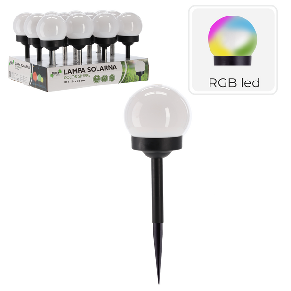 LAMPA SOLARNA COLOR SPHERE 10 X 10 X 33 CM displ.12szt *6716