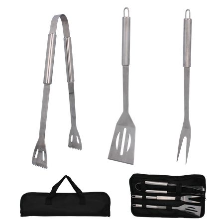 SET OF 3 GRILL ACCESSORIES IN CASE SPATULA/FORK/TONGS pack=6pcs
