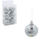 SET OF 6 MIRROR DECO BALLS SILVER 4 CM