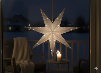 PAPER DECORATIVE STAR 60 CM GRAY WITH STARS