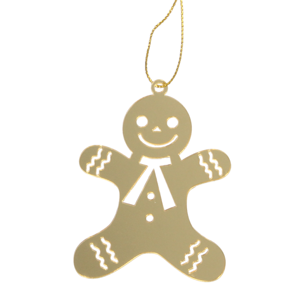 SET OF 3 CHRISTMAS DECORATIONS - GOLD GINGERBREAD 6 x 8 CM