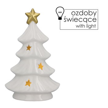 LED CERAMIC WHITE CHRISTMAS TREE 10 x 5 x 14 CM