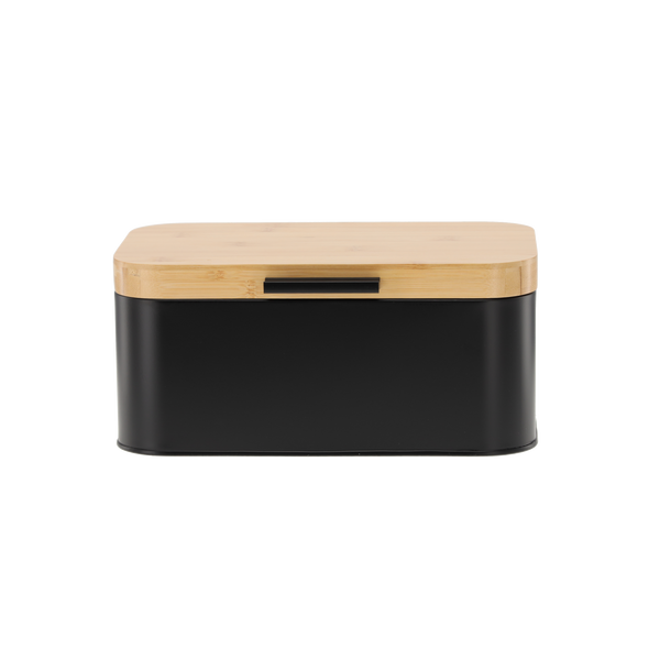 BREAD BOX LAURO - METAL WITH BAMBOO LID BLACK