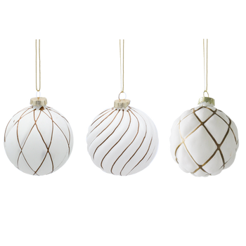 GLASS BAUBLES 8 CM WHITE