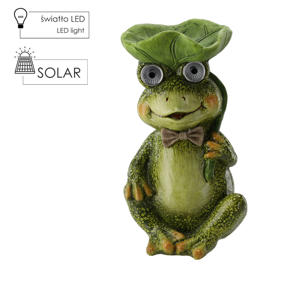 GARDEN FIGURINE – FROG FEEDER WITH GLOWING EYES 21,5 X 20 X 35,5 CM LED